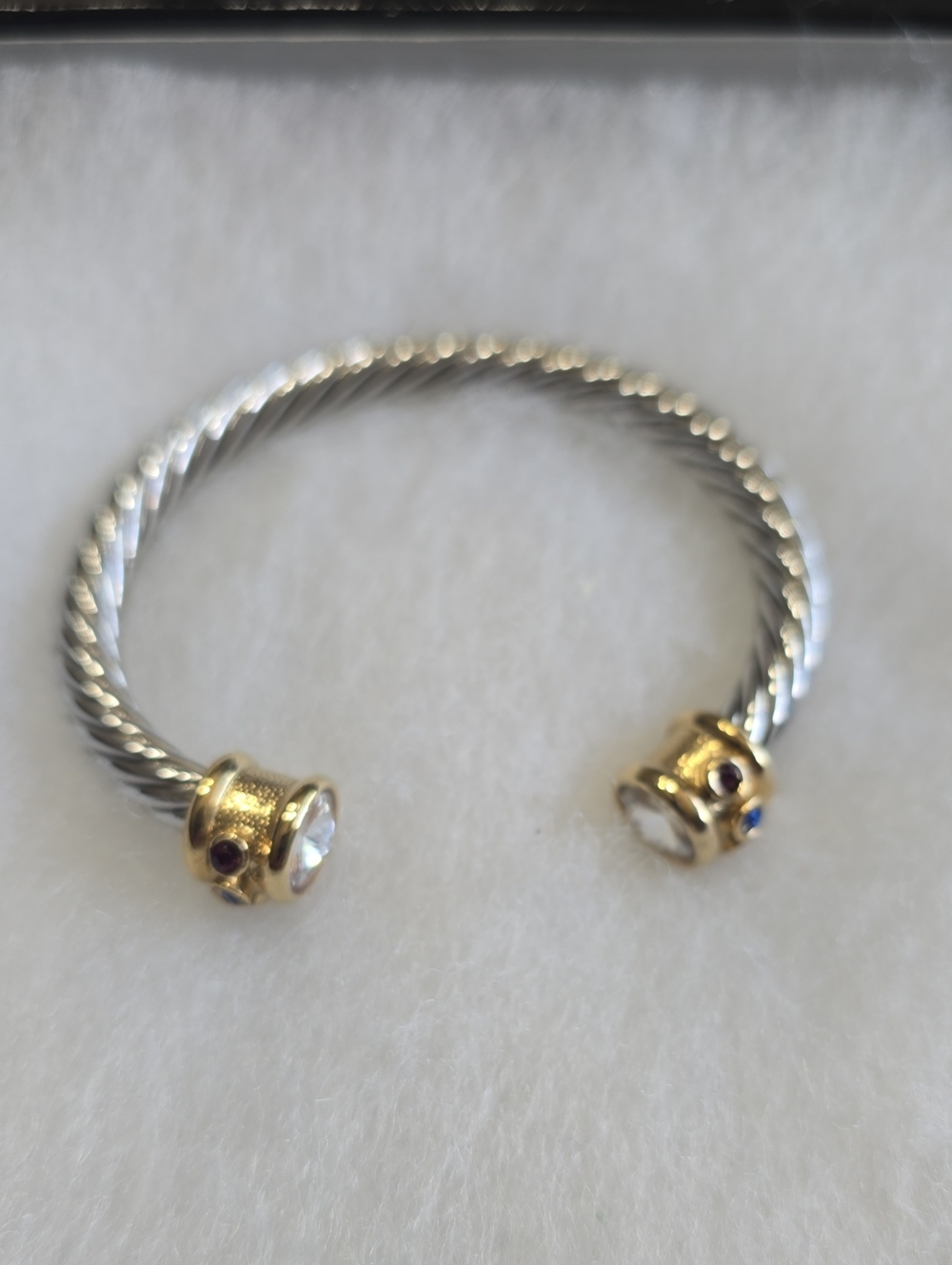 Gold-Accent Silver Twist Cuff Bracelet